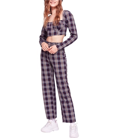 Modern Love Plaid Crop Top Blouse
