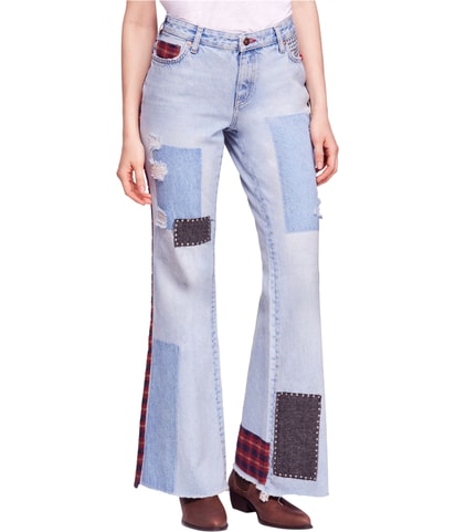Mixed Patch Wide Leg Regular Jeans