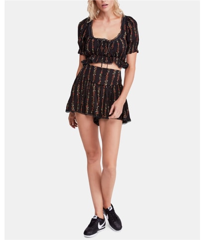 Floral Striped Casual Walking Shorts