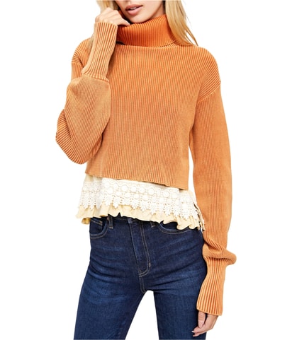 Crochet Hem Pullover Sweater