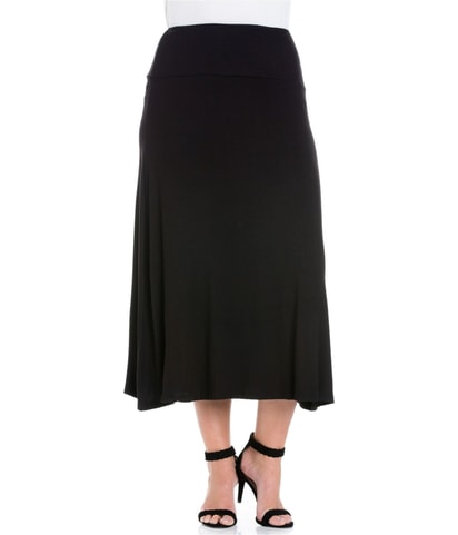 Solid Basic Maxi A-line Skirt