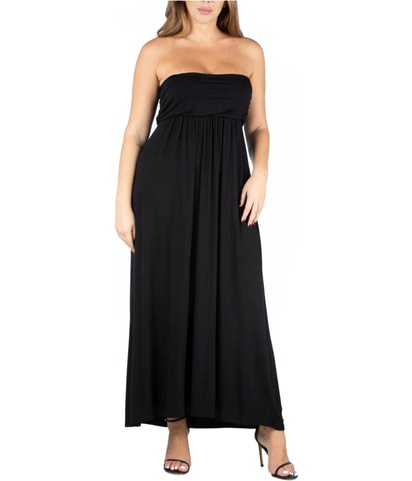 Gentle Ruching Strapless Maxi Dress