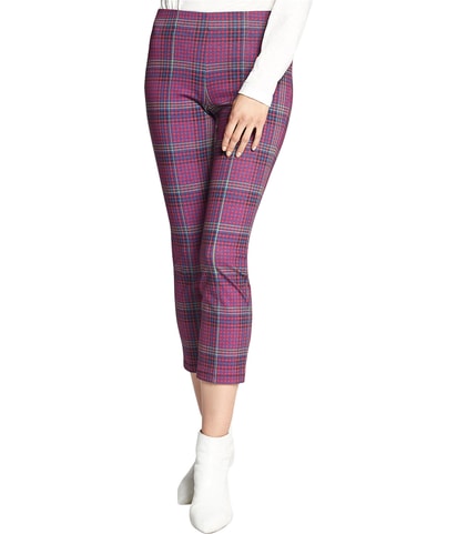 Mod Plaid Tapered Cropped Capri Casual Pants