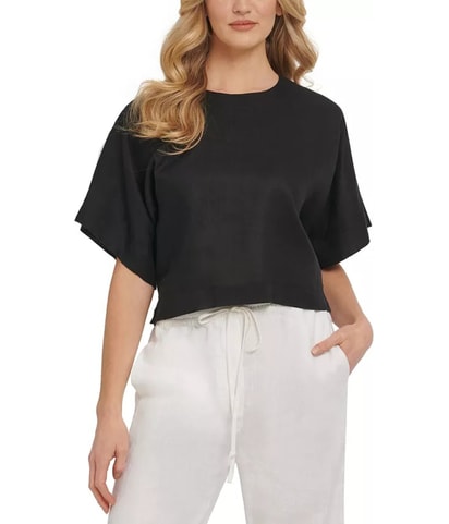 Linen Crop Top Blouse