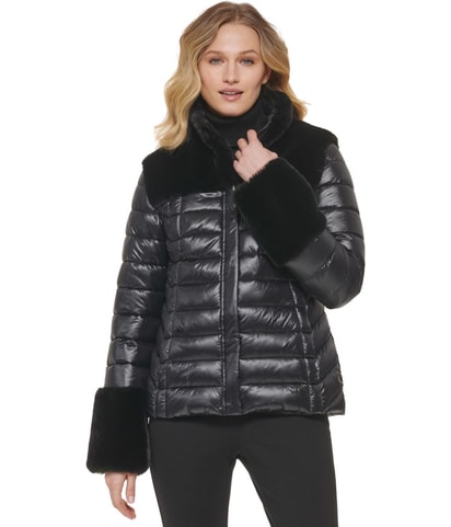 Fall Weather Faux Fur Puffer Jacket