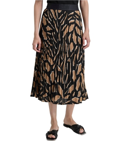 Pull On Pleated Midi Skirt