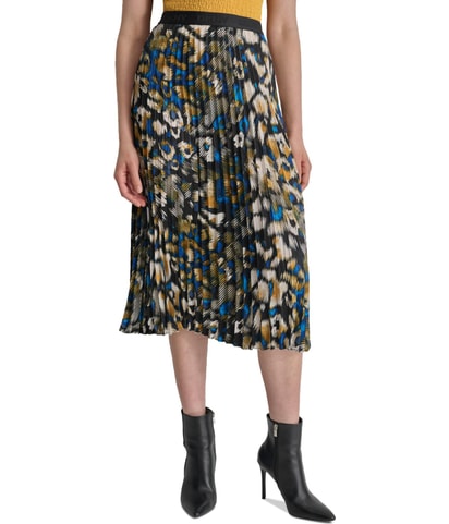 Satin Pleated Midi Skirt