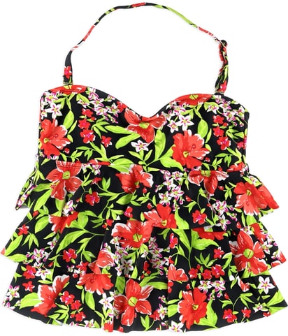 Tiered Floral Bandini Swim Top
