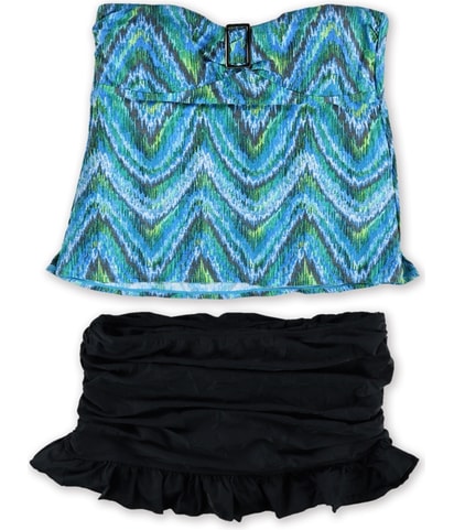 Patterned Ruffled Skirtini 2 Piece Bandini