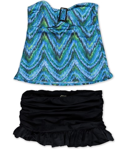 Patterned Ruffled Skirtini 2 Piece Bandini