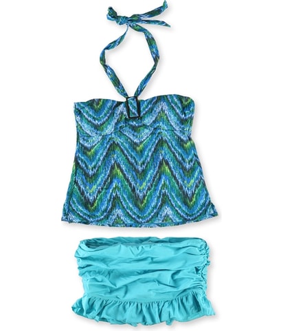 Patterned Ruffle Skirtini 2 Piece Bandeau
