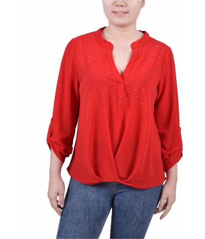 Beaded Chest Ruffled Blouse