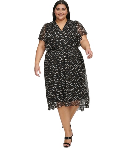 Lined Smocked Waist Midi Dress
