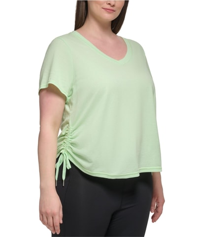 Textured Side Ruched Embellished T-Shirt