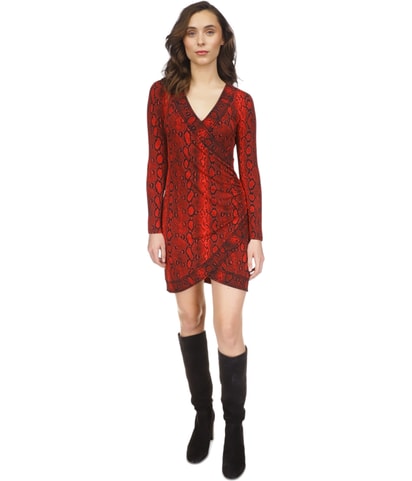Snakeskin Wrap Mini Dress