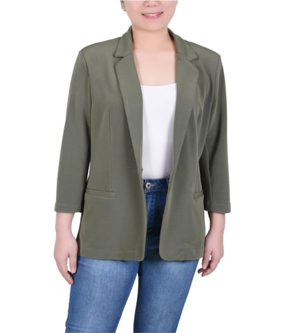 Jacquard Knit One Button Blazer Jacket
