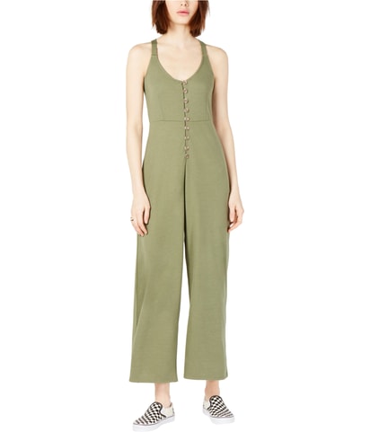 Solid Button-Up Jumpsuit