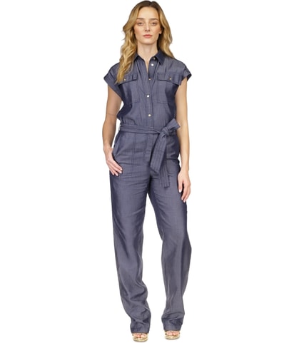 Tiewaist Buttonfront Jumpsuit