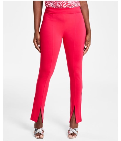 Slit-Hem Straight Leg Leggings Casual Pants