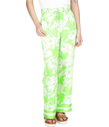 Palm Print Lush Pull On Straight Leg Casual Pants