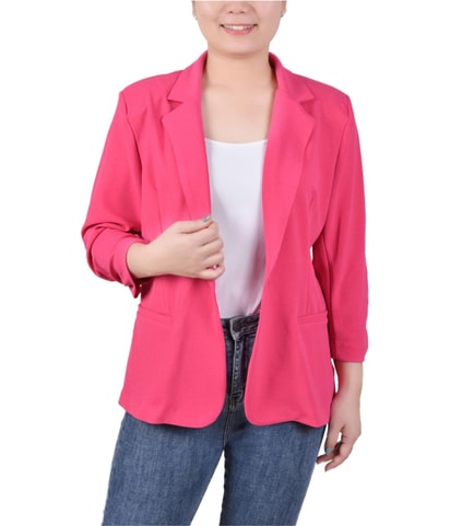 Crepe Knit Ruched Sleeve Blazer Jacket