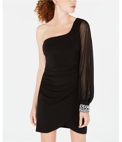 Embellished Cuff One Shoulder Dress