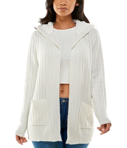 Cozy Knit Sherpa Trim Cardigan Sweater