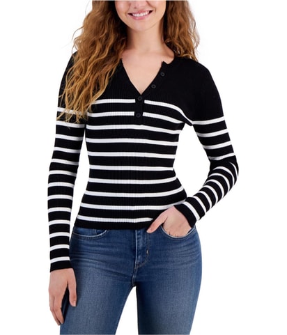 Striped Ribbed Henley Shirt