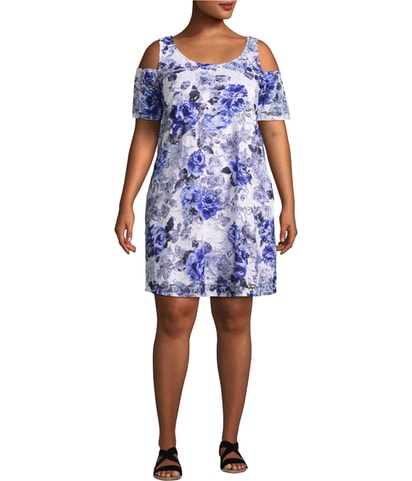 Cold Shoulder Floral Sheath Dress