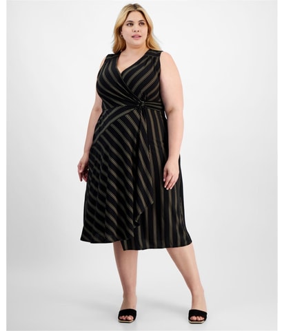 Faux-Wrap Midi Dress