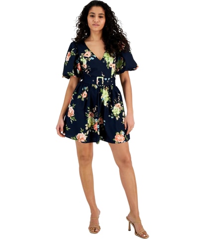 Printed Belted Mini Dress