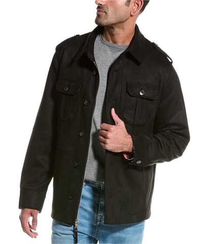 Faux Suede Overshirt Utility Jacket