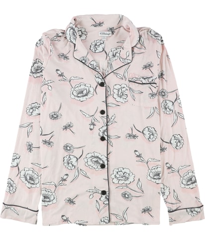 Shadow Stripe Floral Button Down Pajama Tops