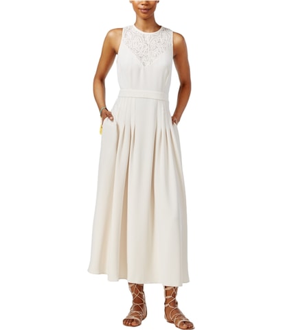 Pleated Lace Maxi Dress