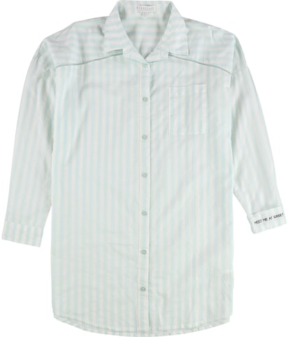 Striped Eyelet Pajama Shirt Dress