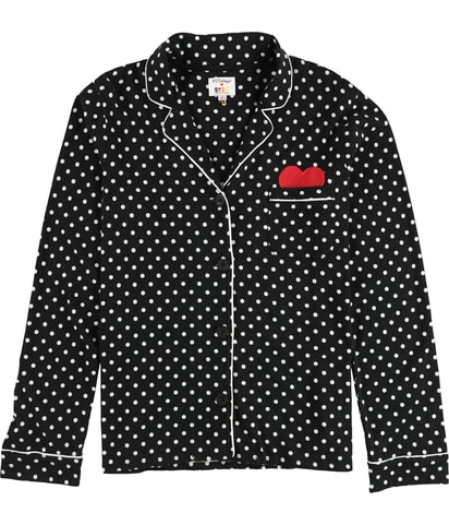 Heart In Pocket Button Down Pajama Tops