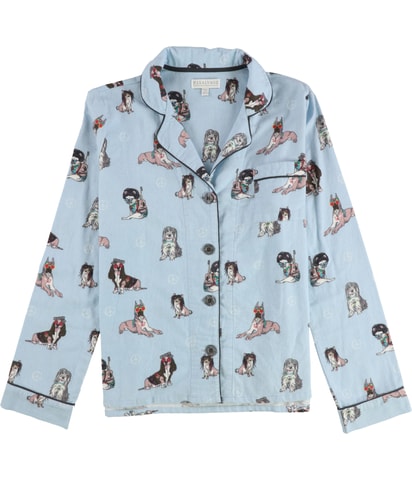 Peace Dogs Button Down Pajama Tops