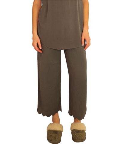Crop Scalloped Hem Pajama Lounge Pants