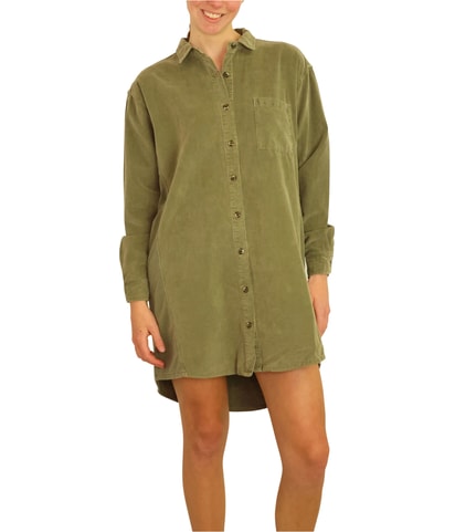 Mixed Media Pajama Shirt Dress