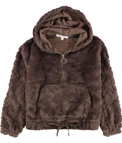Faux Fur 1/4 Zip Hoodie Sweatshirt