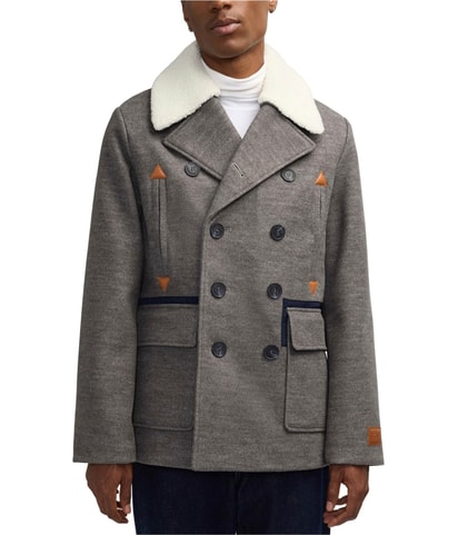 Contrast Detail and Removable Collar Pea Coat