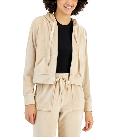 Velour Zipfront Hoodie Sweatshirt