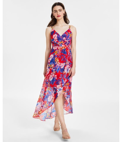 adjustable straps with chain Maxi High-Low Dress