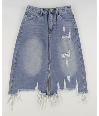 Distressed Midi Skirt