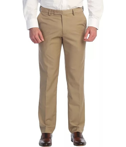 Expandable Waist Straight Leg Slacks Dress Pants