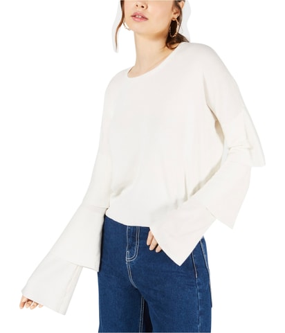 Tiered-Sleeve Cropped Pullover Sweater