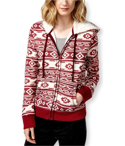 Faux-Shera-Trim Hoodie Sweatshirt