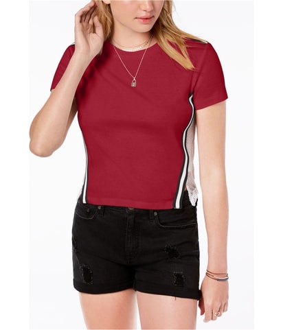 Side Stripe Mesh Back Basic T-Shirt