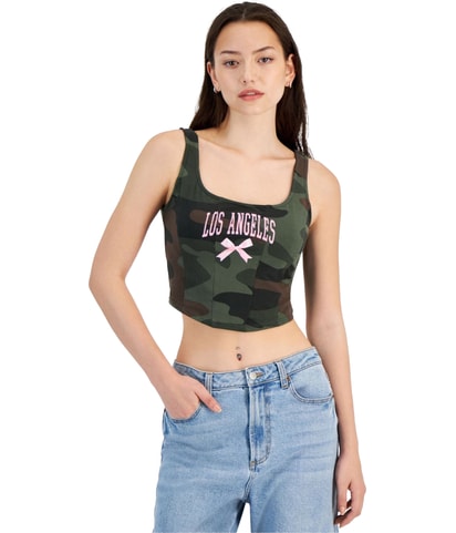 Cropped Camo-Print Tank Top