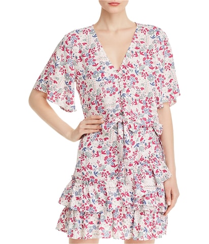 Tie Front Floral Crop Top Blouse